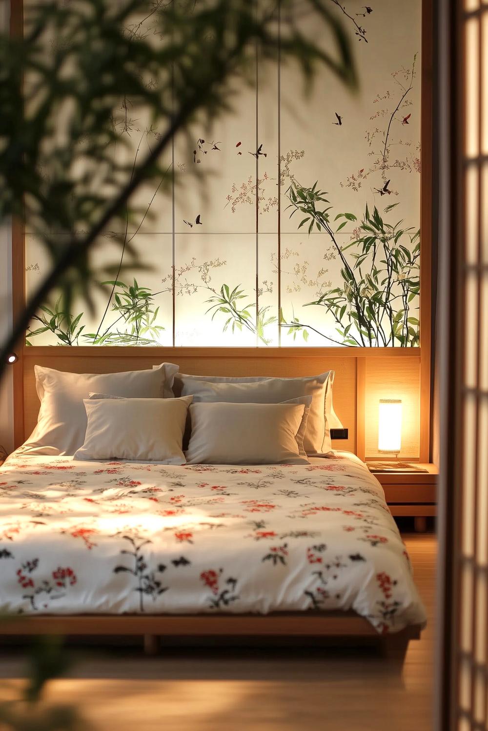 draps Feng Shui motifs floraux japonisant