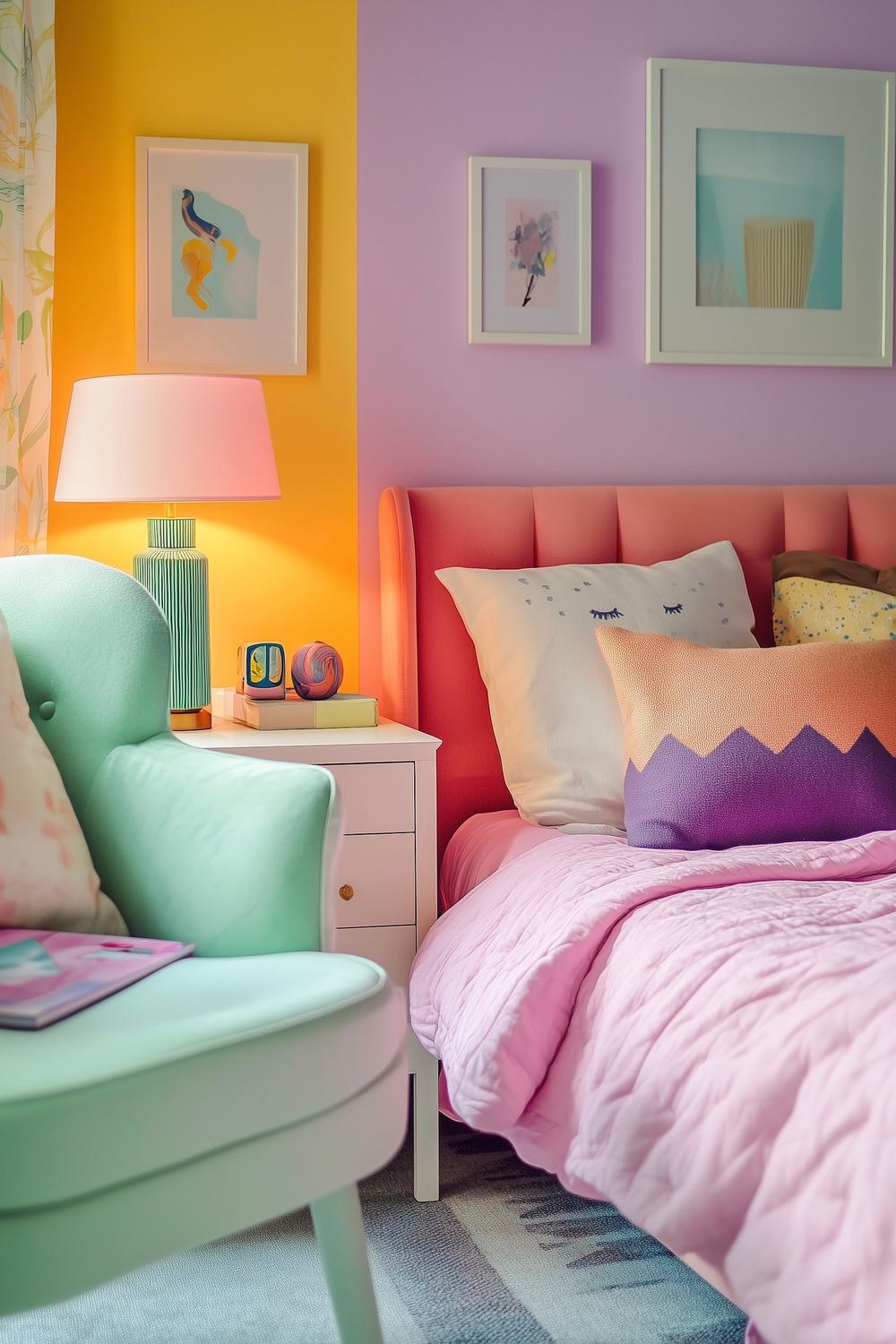 chambre ado multicolore couleur pastel pop