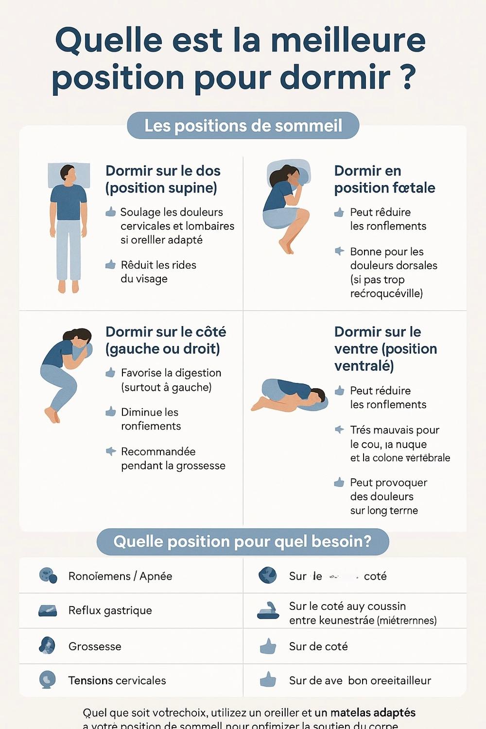infographie comparatif meilleure position sommeil