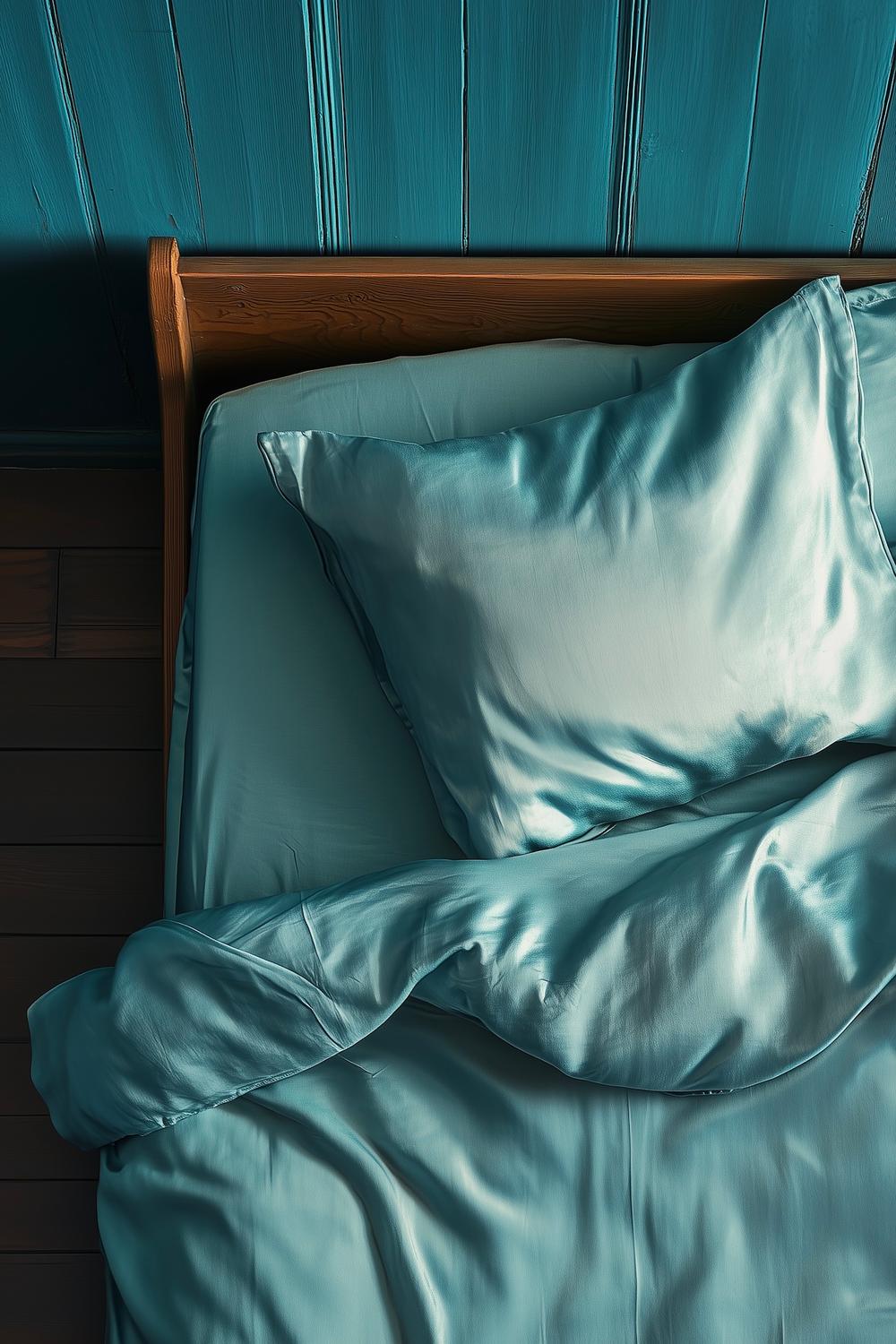 linge de lit satin bleu turquoise design couleur profonde