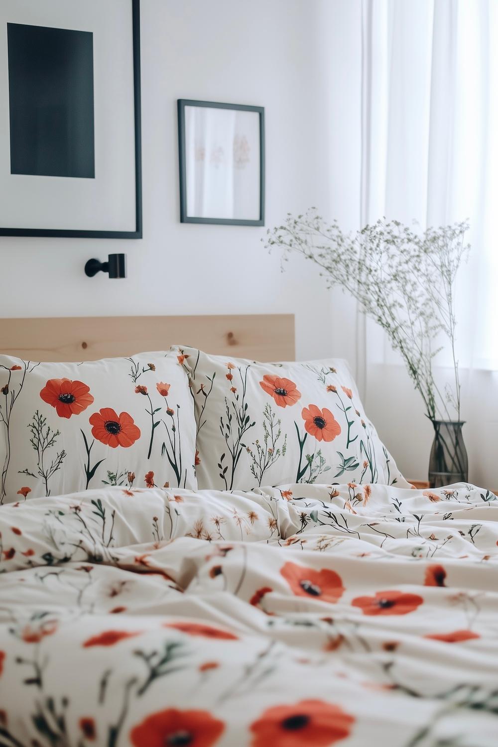 drap en coton motif floral coquelicot dessin