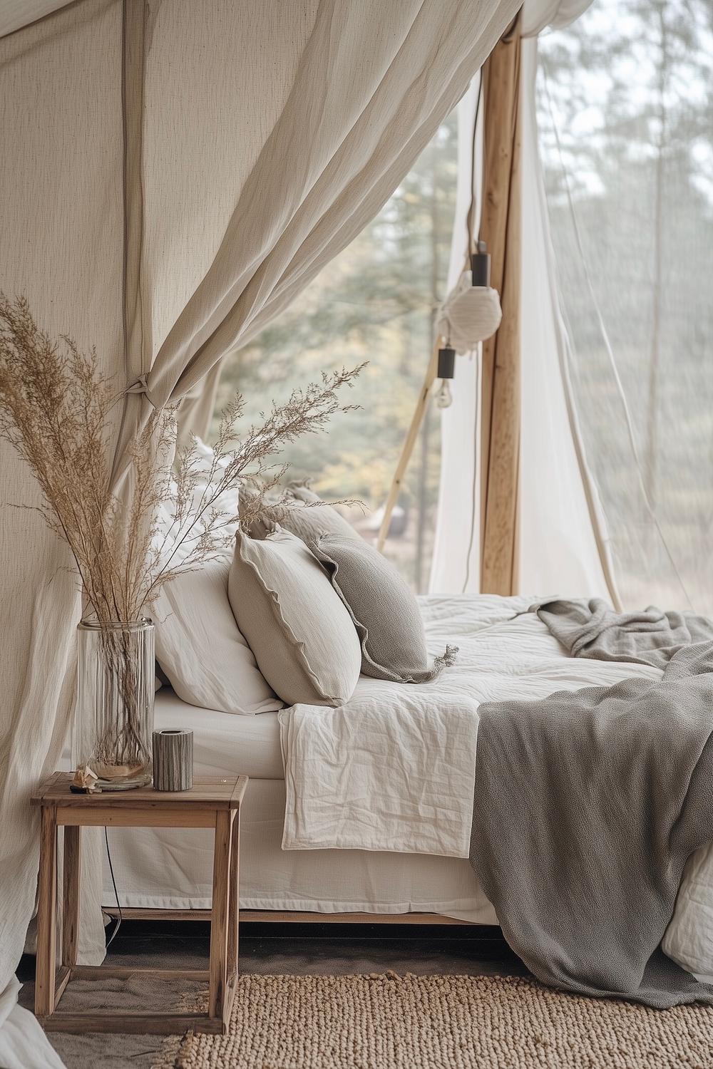 aménagement chambre glamping déco nature voyage zen