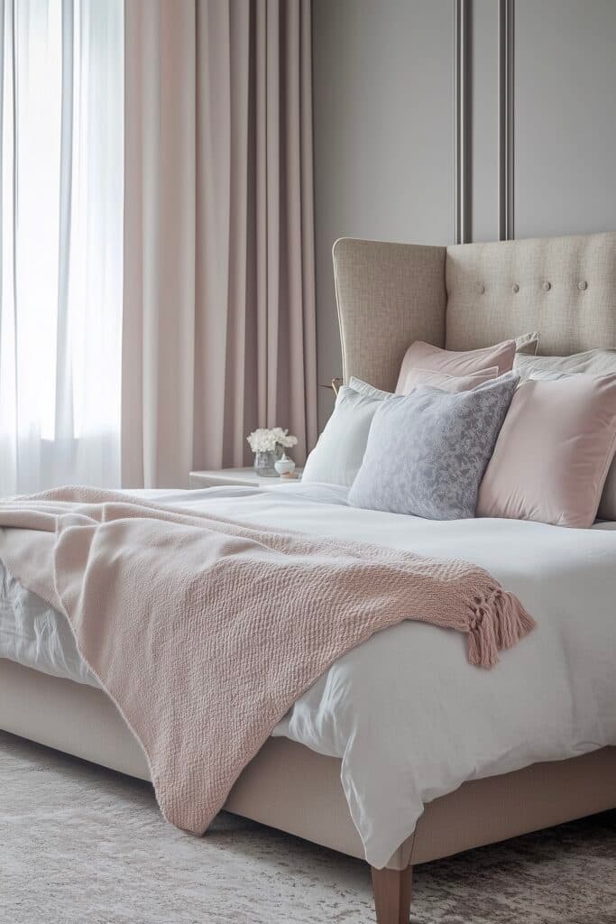 déco chambre romantique couleur rose beige blanc