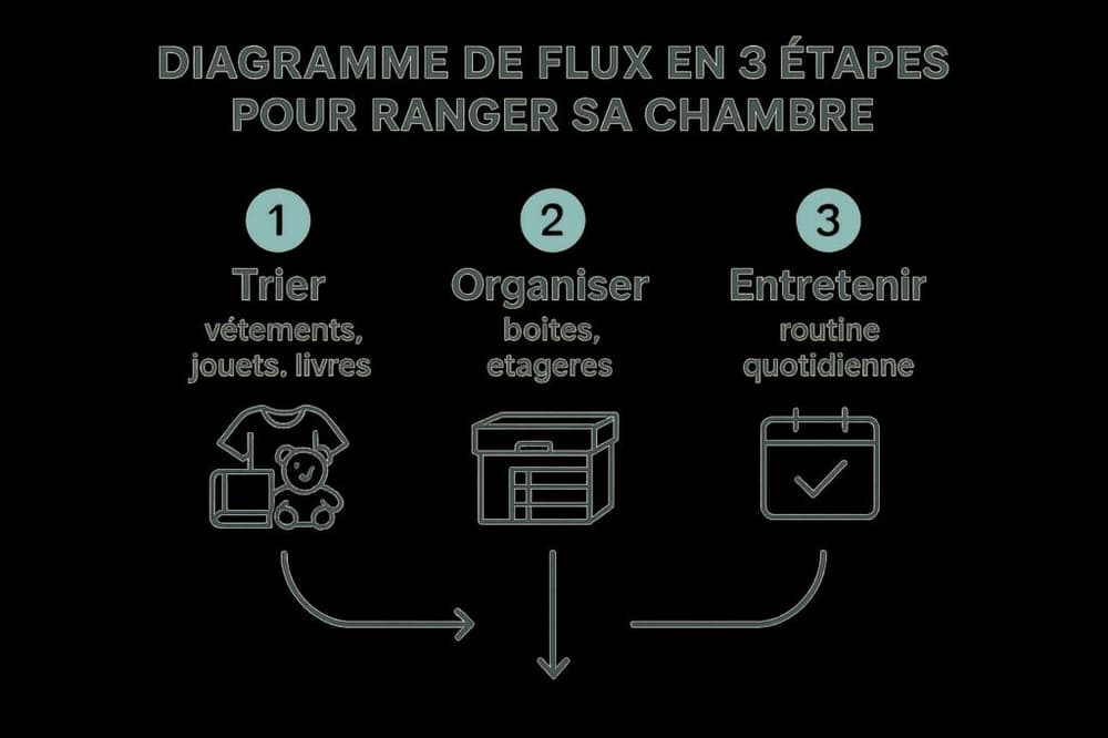 infographie astuces organisation Ranger sa chambre étapes