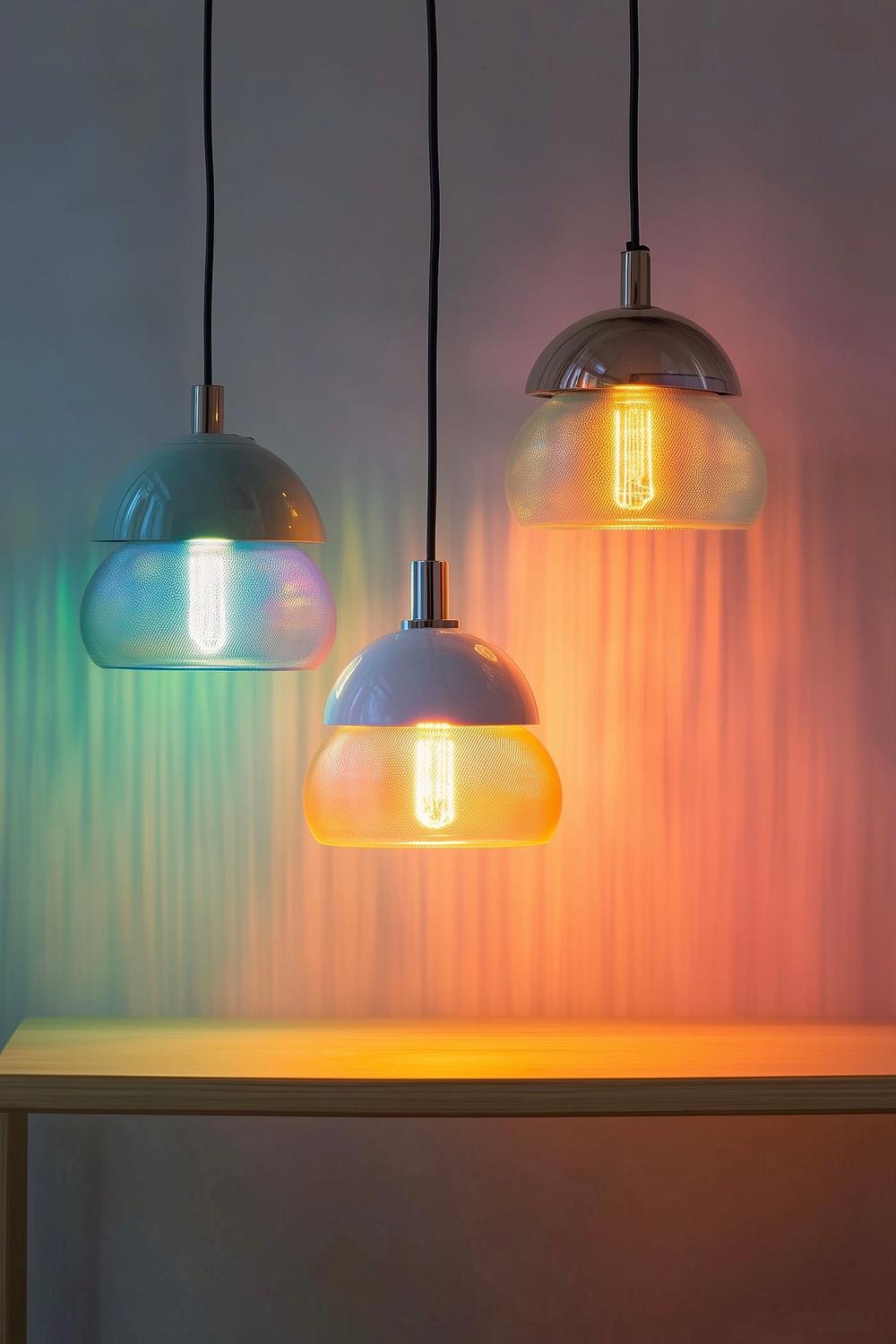 lampe différente couleur intensité suspension métal