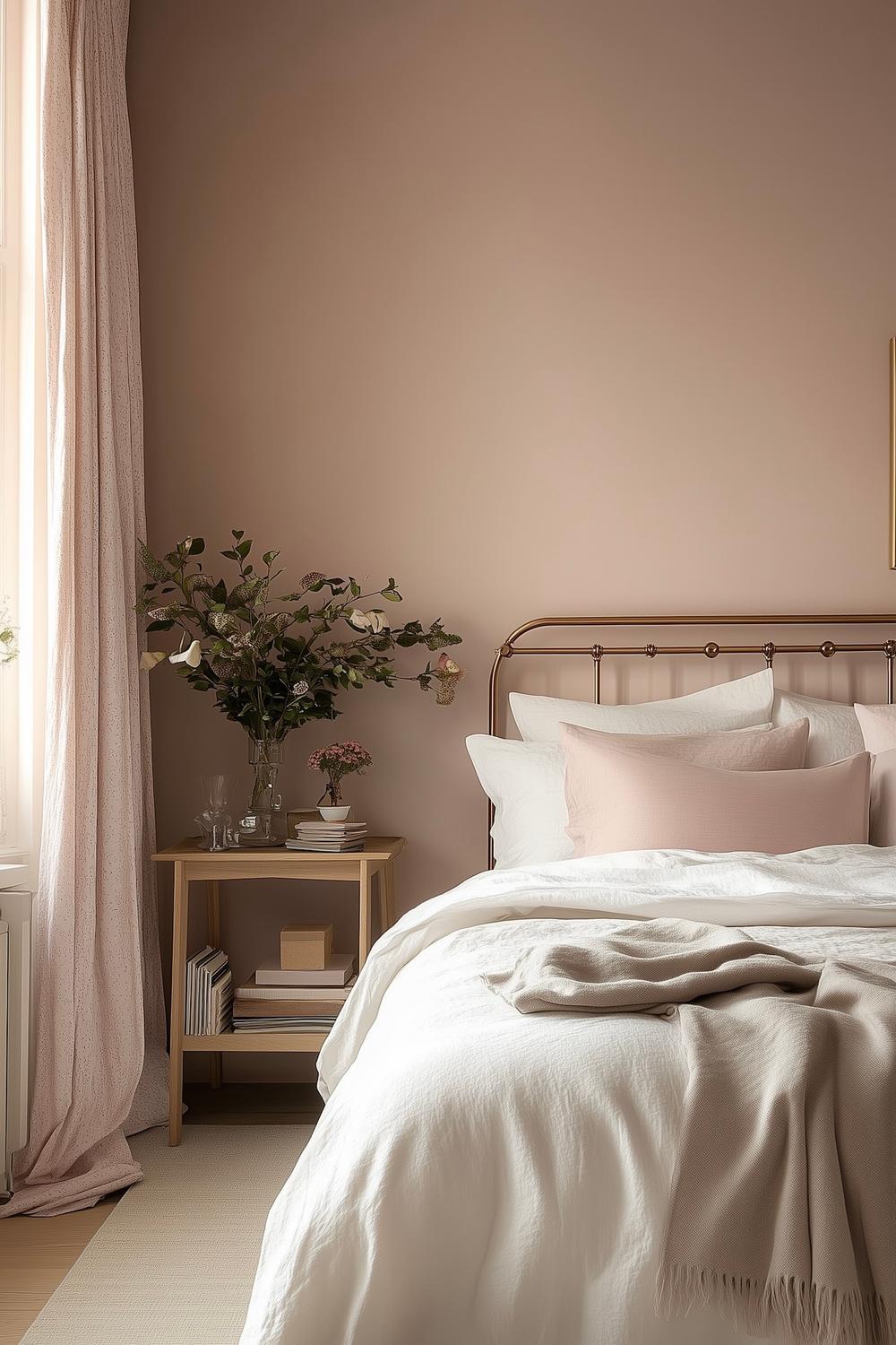 chambre décoration délicate mur vieux rose