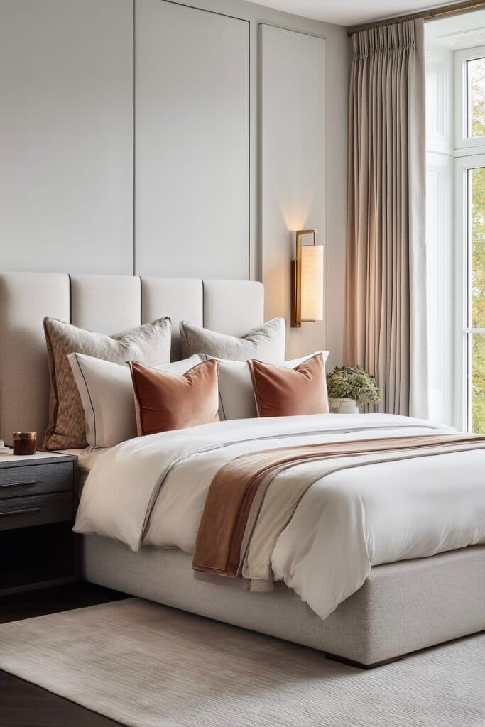 chambre élégante tête de lit rembourrée