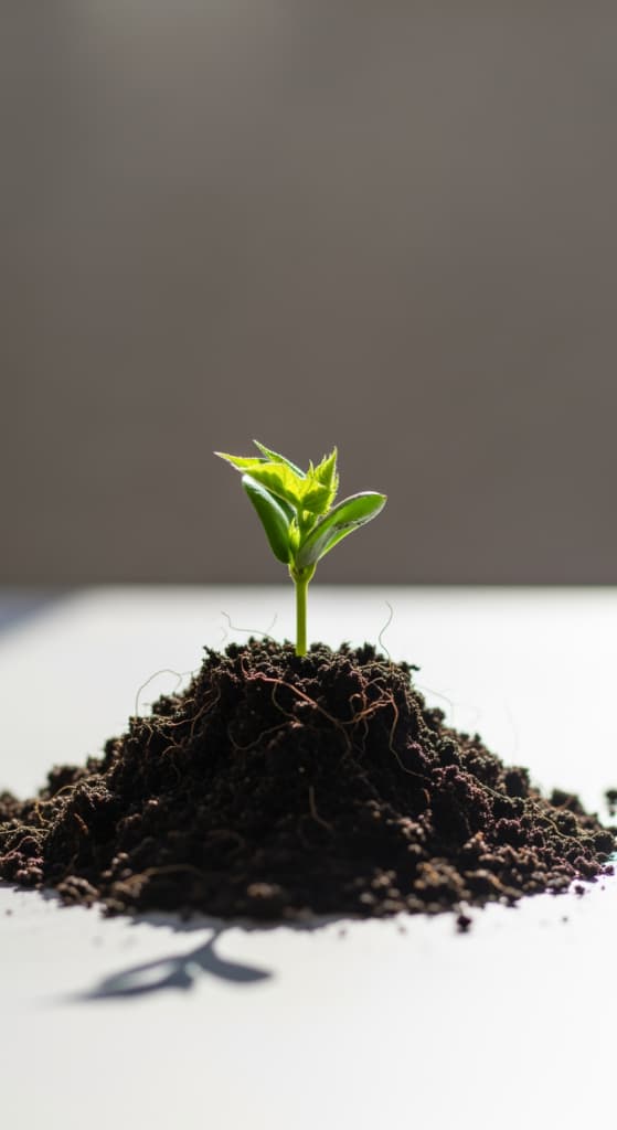 Une jeune pousse de cotonnier verte émergeant de la terre, symbolisant l'origine biologique et la certification écologique.