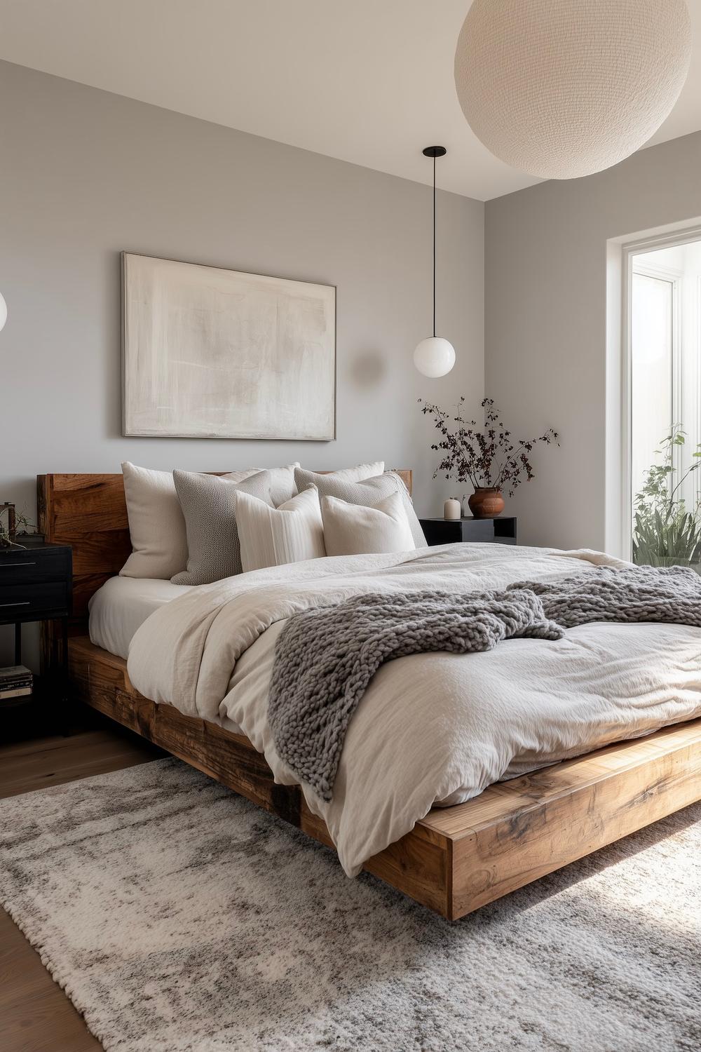 chambre adulte bois brut literie naturelle