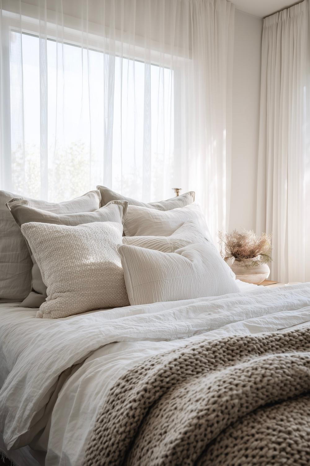 chambre lumineuse textiles naturels tons clairs