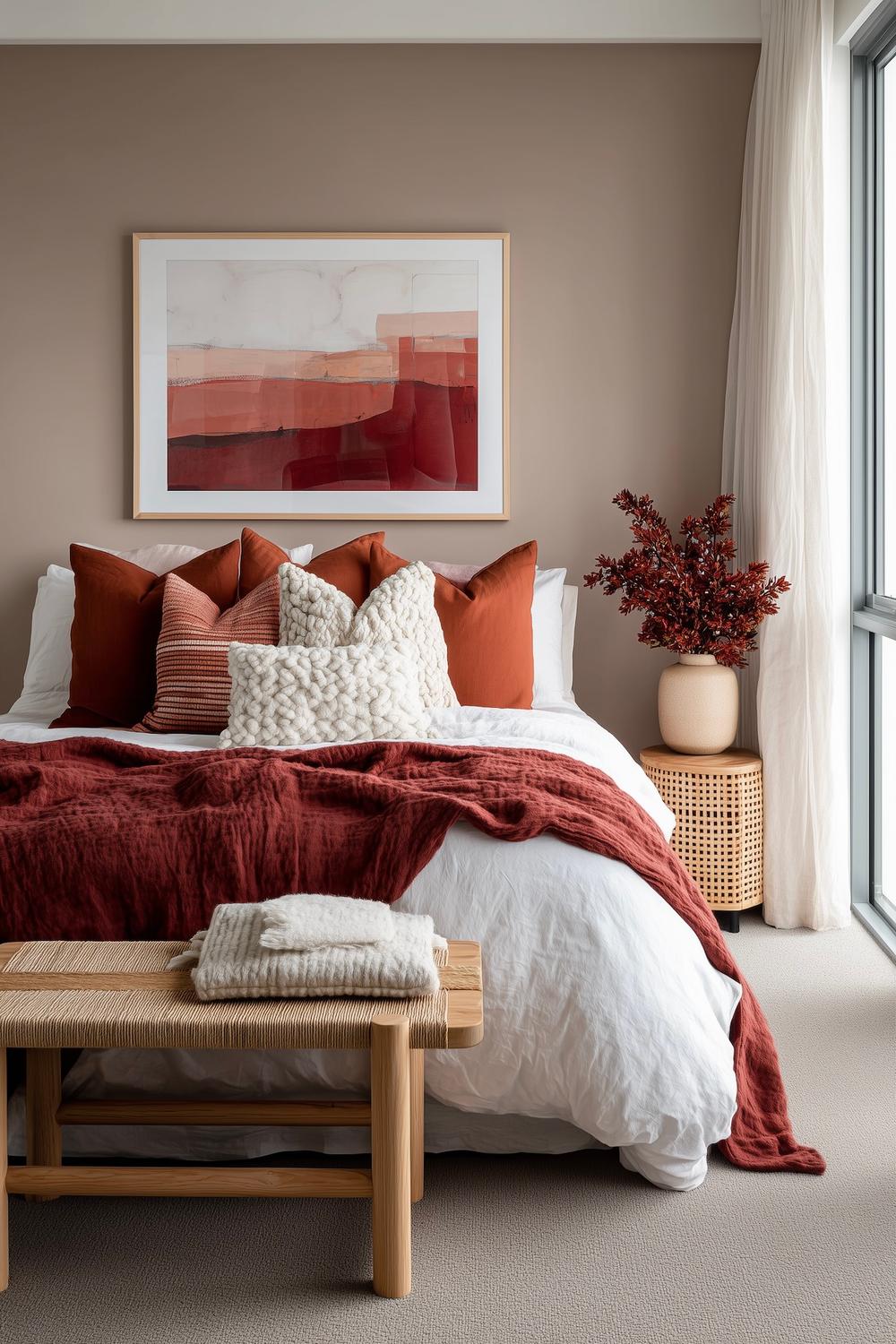 chambre beige terracotta textile chaleureux