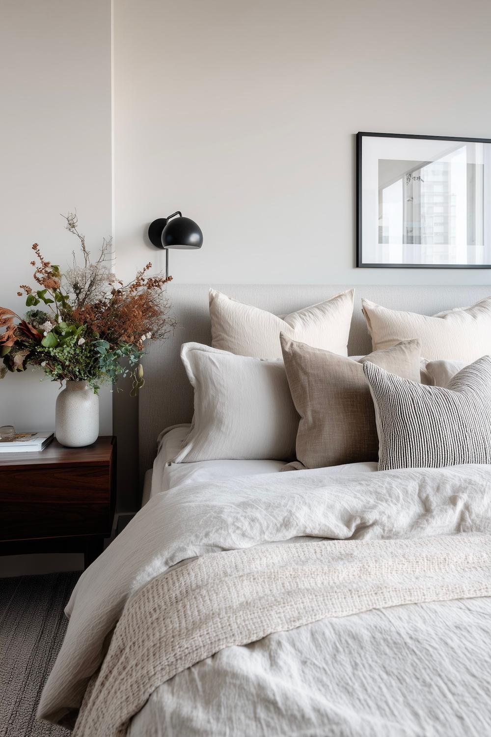 linge lit lin beige chambre épurée