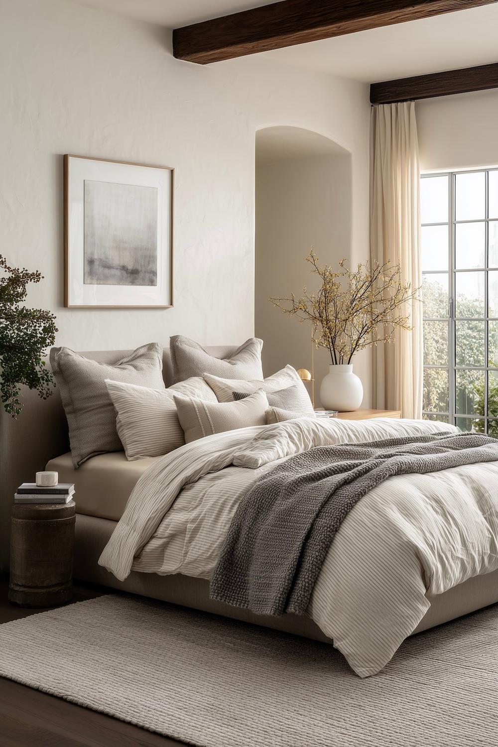 chambre naturelle linge lit texture bois