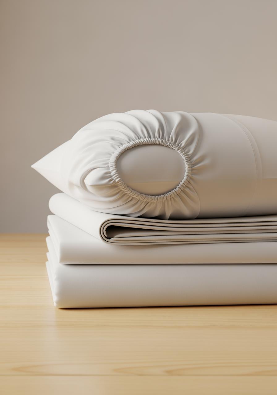 Une pile de draps en coton propres, secs et soigneusement pliés, symbolisant une solution efficace contre l'humidité.