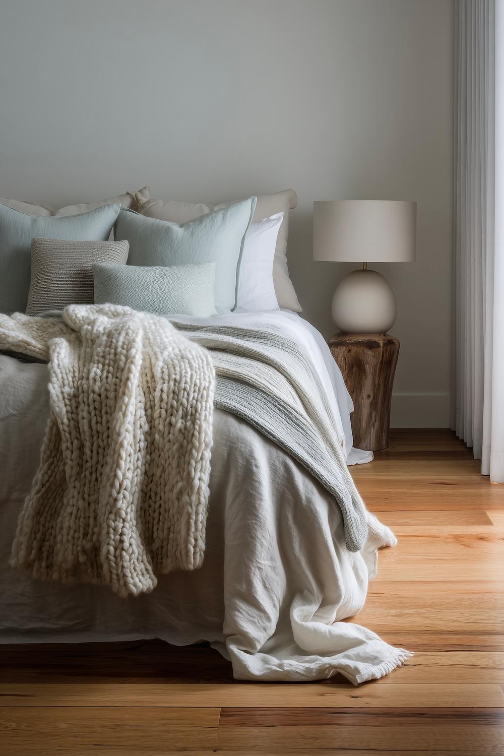 lit cosy plaids laine tricot chambre apaisante