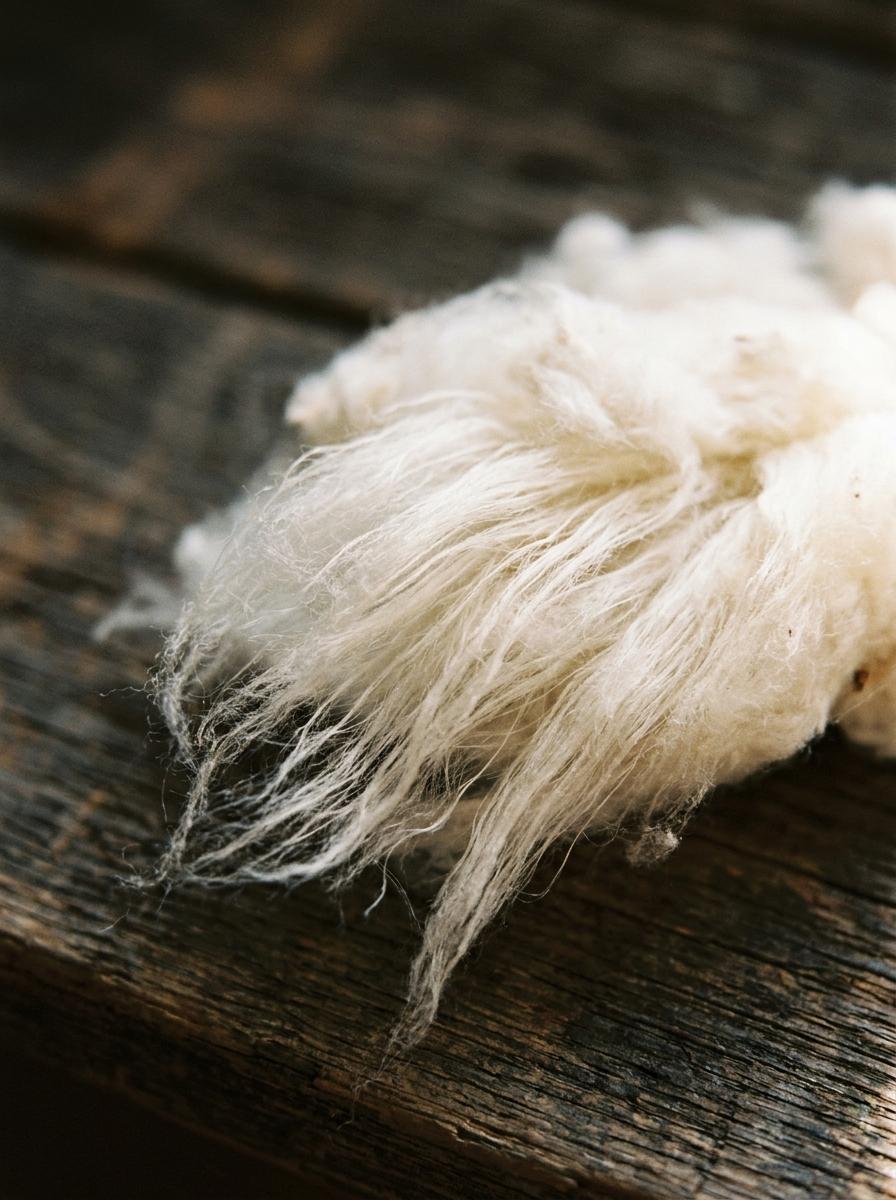 Une touffe de fibre de coton brut de haute qualité, mettant en évidence ses longues et fines mèches.