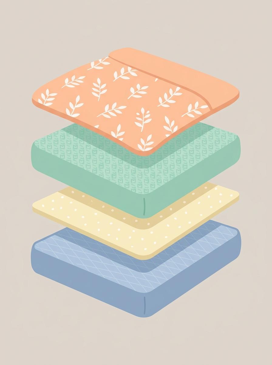 Illustration en vue de dessus montrant les différentes couches d'une literie anti-transpiration : matelas, protège-matelas, drap et couette.