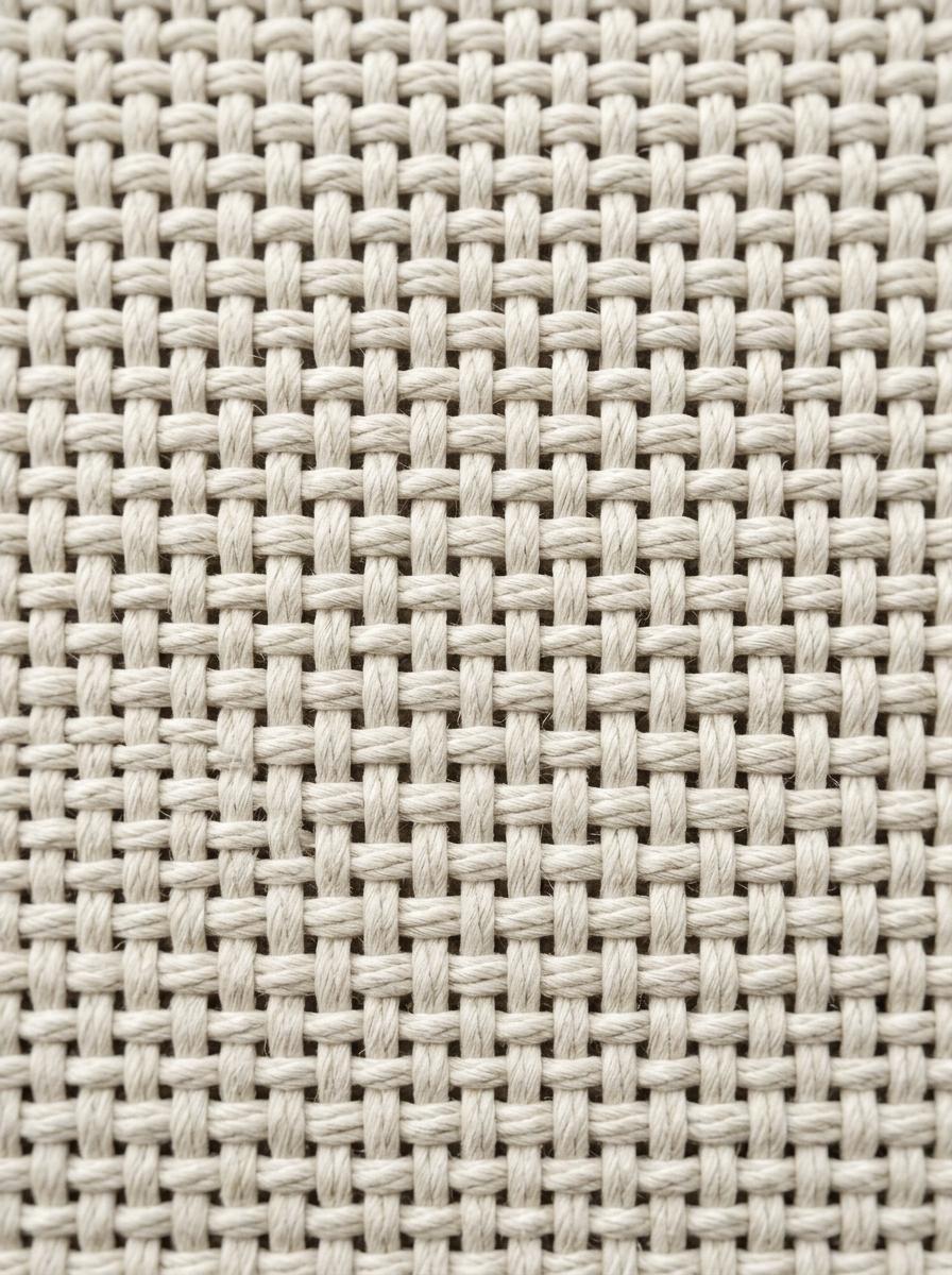 Un gros plan sur la structure d'un tissage de coton serré, montrant les fils entrecroisés qui créent un tissu dense et lisse.