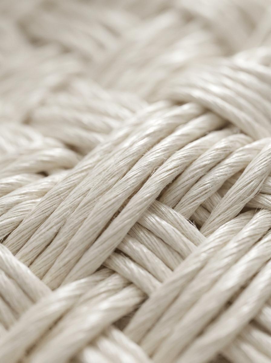 Vue macro d'un tissage de satin de coton, montrant la surface lisse et l'éclat subtil des fils entrelacés.