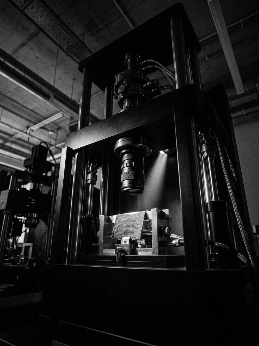 Un équipement de laboratoire scientifique analysant un échantillon de tissu, représentant les études cliniques sur l'efficacité des matériaux.